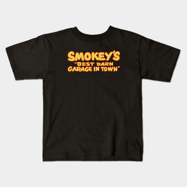 1997 - Smokey's Garage (Gold and Red on Black) Kids T-Shirt by jepegdesign